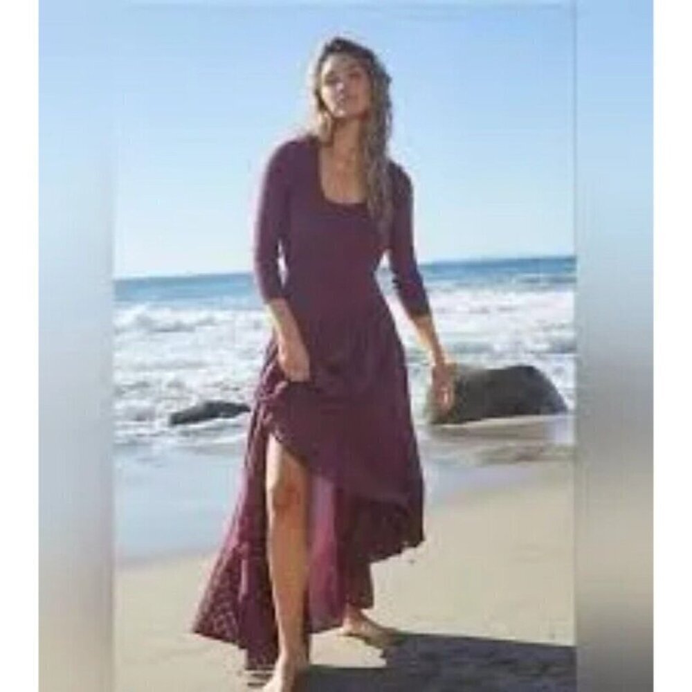NEW FREE PEOPLE SEA ME DRY ROSE MAXI DRESS SZ LARGE - Picture 2 of 8
